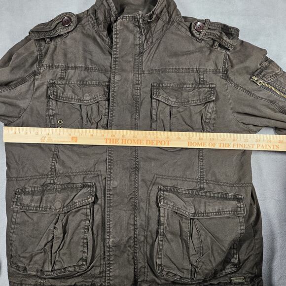 Buckle Black Label Military Jacket Mens Large Heavy Utility Brown Canvas FLAW - Picture 14 of 16